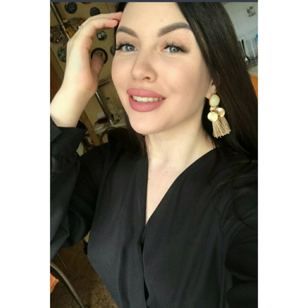 Moonstone Boho Gold Tassel Earrings - Picture 7 of 8